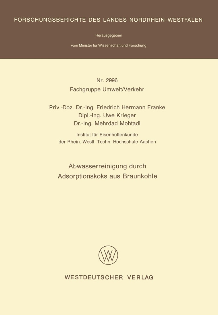 Friedrich Hermann Franke - Abwasserreinigung durch Adsorptionskoks aus Braunkohle, Häftad