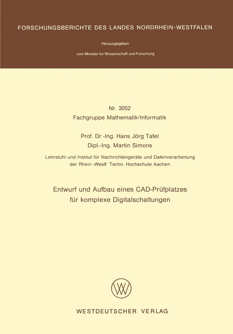 Hans Jörg Tafel - Entwurf und Aufbau eines CAD-Prüfplatzes für komplexe Digitalschaltungen, Häftad