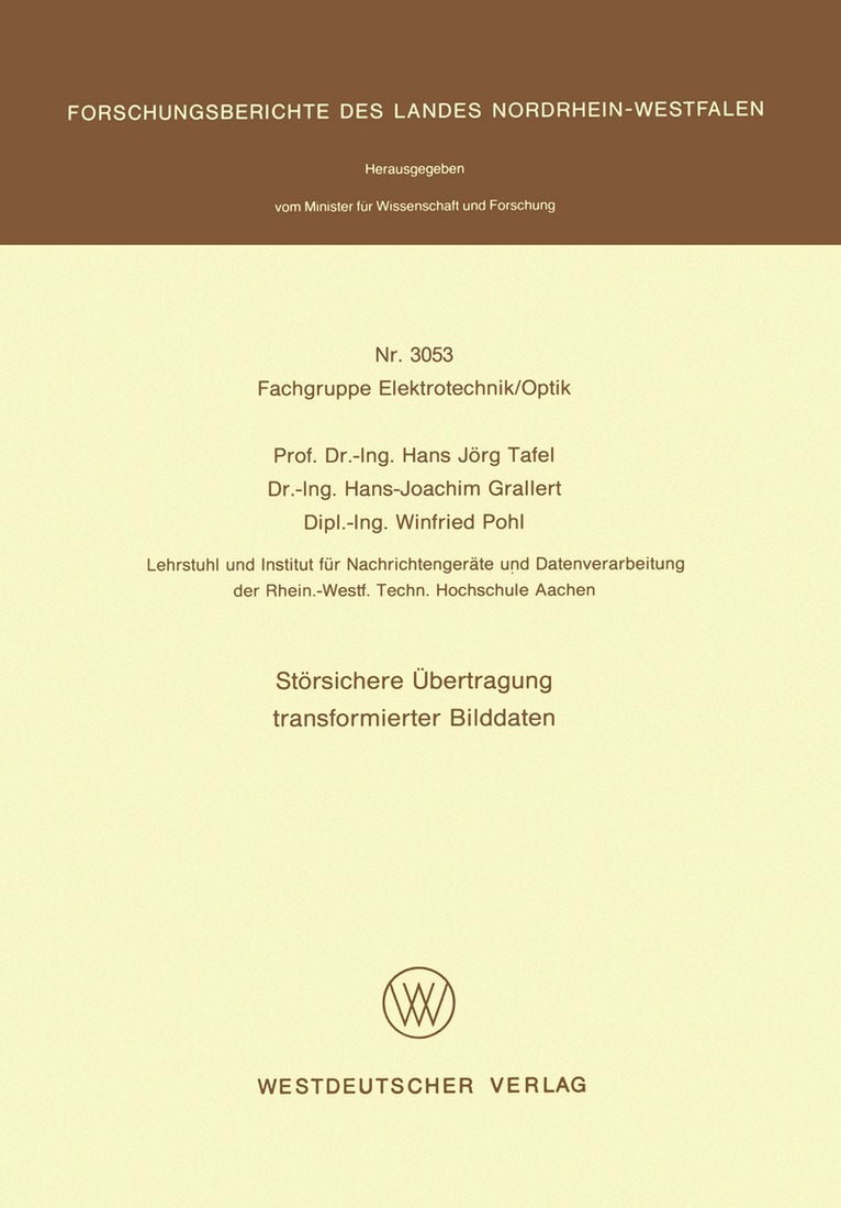 Hans Jörg Tafel - Störsichere Übertragung transformierter Bilddaten, Häftad