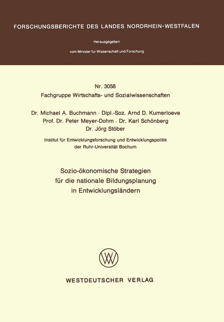 MichaelA. Buchmann - Sozio-ökonomische Strategien für die nationale Bildungsplanung in Entwicklungsländern, Häftad