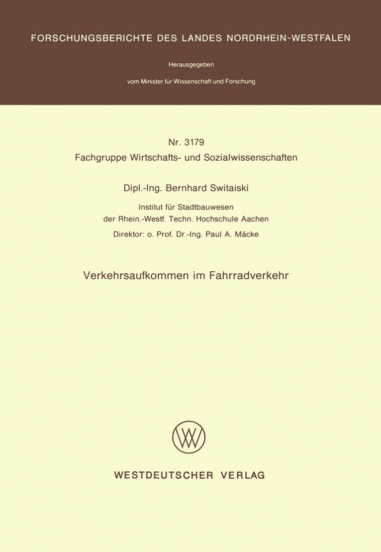 Bernhard Switaiski - Verkehrsaufkommen im Fahrradverkehr, Häftad