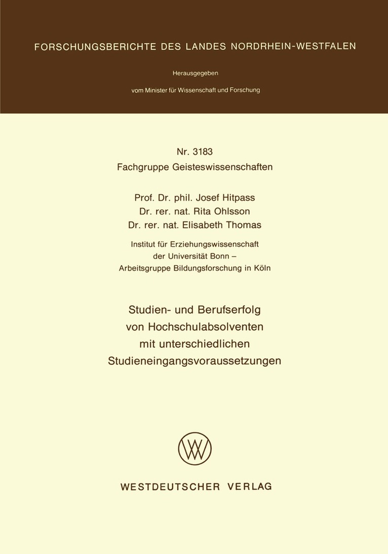 Josef Hitpass - Studien- und Berufserfolg von Hochschulabsolventen mit unterschiedlichen Studieneingangsvoraussetzungen, Häftad