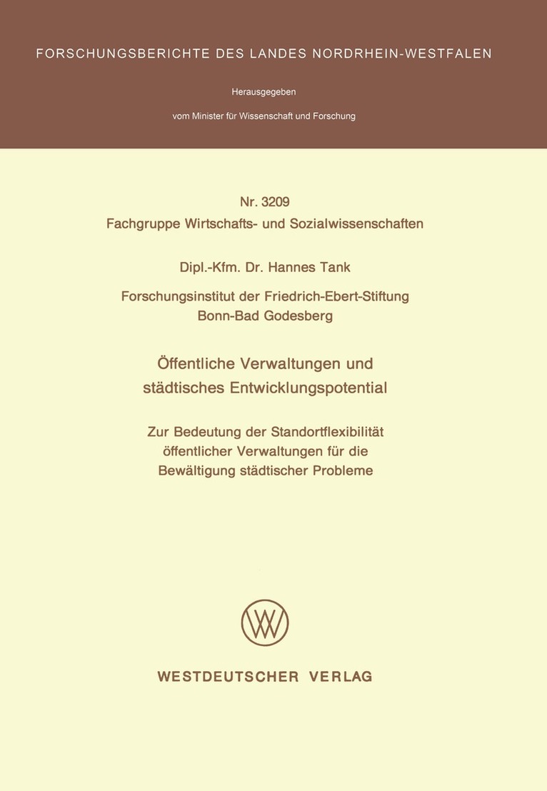 Hannes Tank - Öffentliche Verwaltungen und städtisches Entwicklungspotential, Häftad