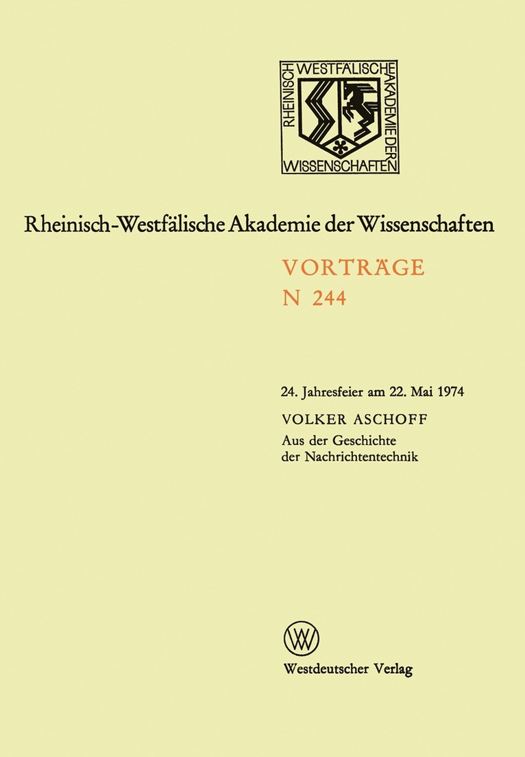 Volker Aschoff - Aus der Geschichte der Nachrichtentechnik, Häftad