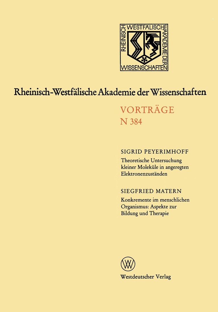 Sigrid Peyerimhoff - Rheinisch-Westfälische Akademie der Wissenschaften, Häftad