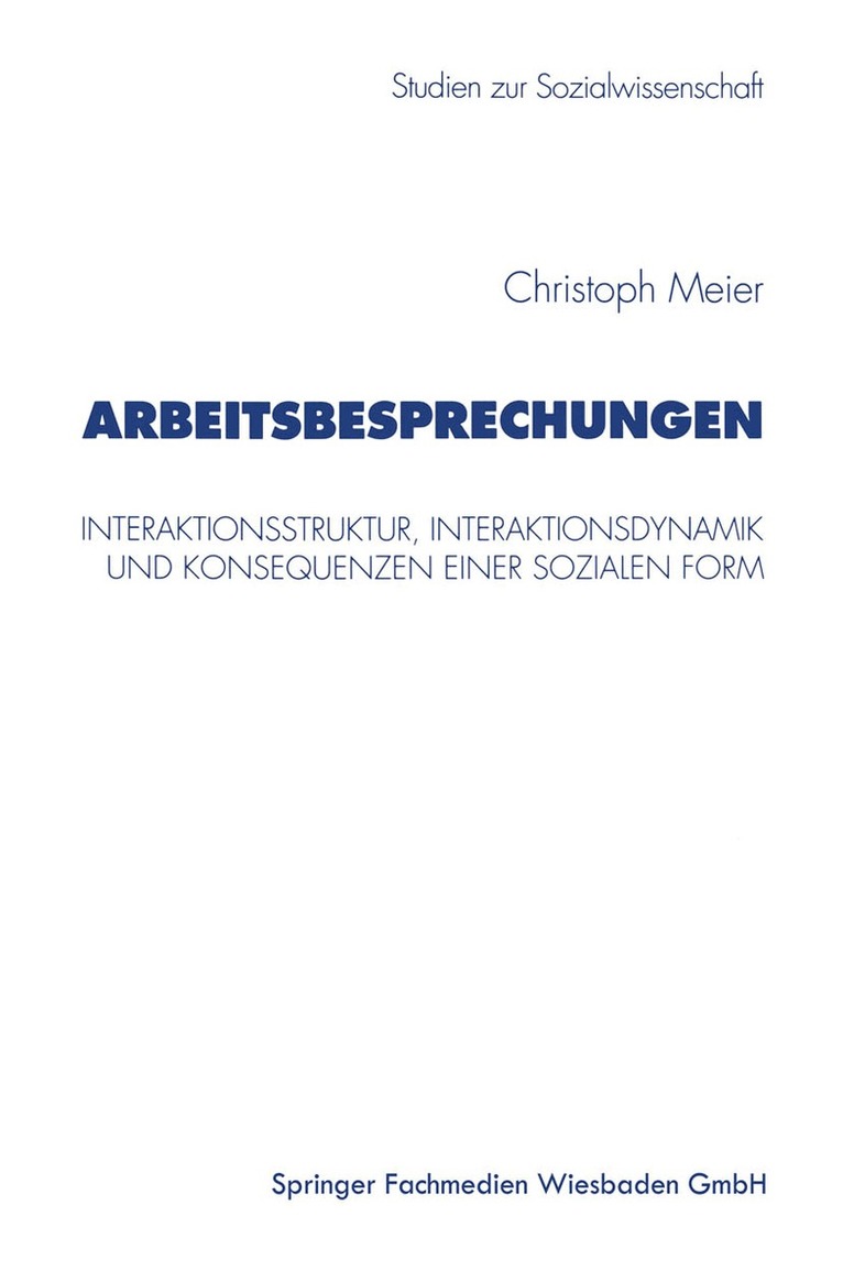 Christoph Meier - Arbeitsbesprechungen, Häftad