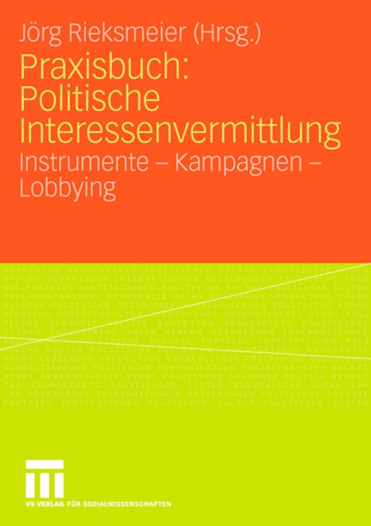 Jörg Rieksmeier, Jörg Rieksmeier - Praxisbuch: Politische Interessenvermittlung, Häftad