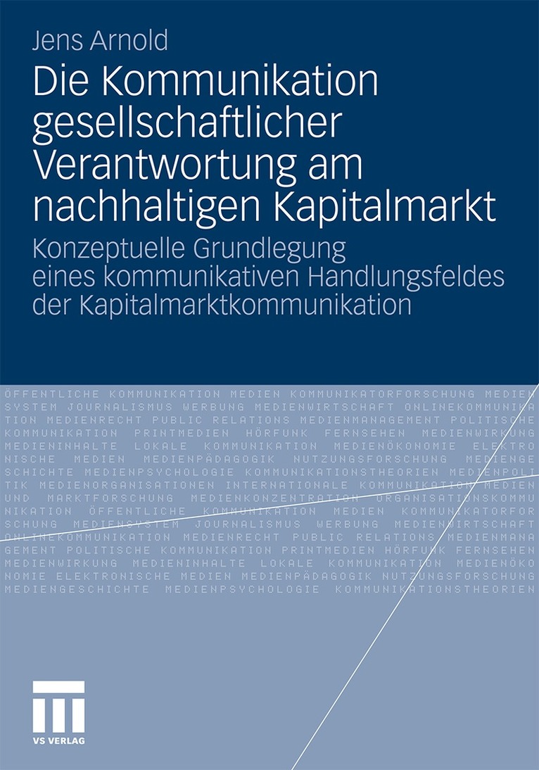 Jens Arnold - Die Kommunikation gesellschaftlicher Verantwortung am nachhaltigen Kapitalmarkt, Häftad