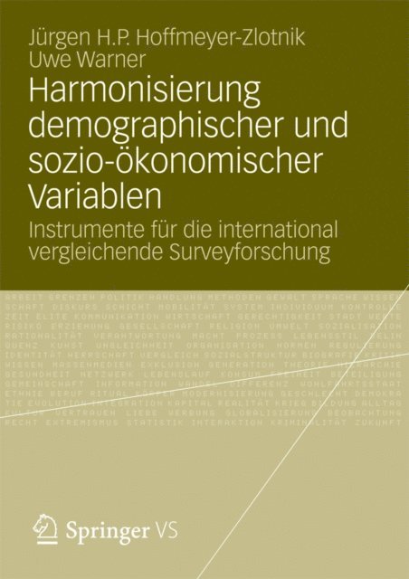 Uwe Warner, Jurgen H.P. Hoffmeyer-Zlotnik - Harmonisierung demographischer und sozio-ökonomischer Variablen, E-bok