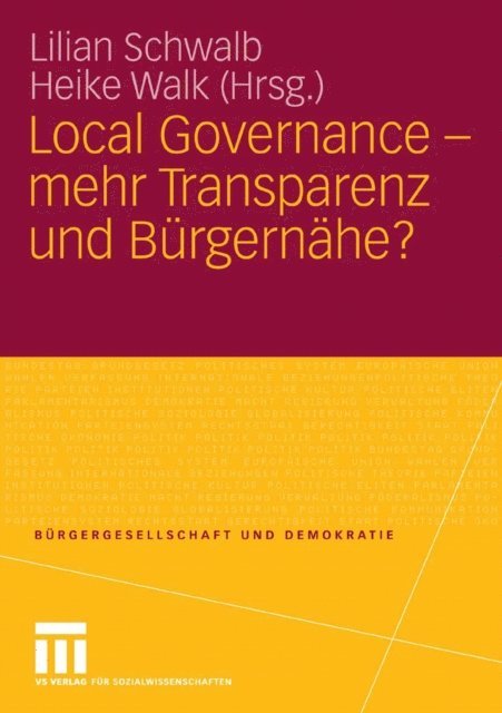 Heike Walk, Lilian Schwalb - Local Governance - mehr Transparenz und Bürgernähe?, E-bok