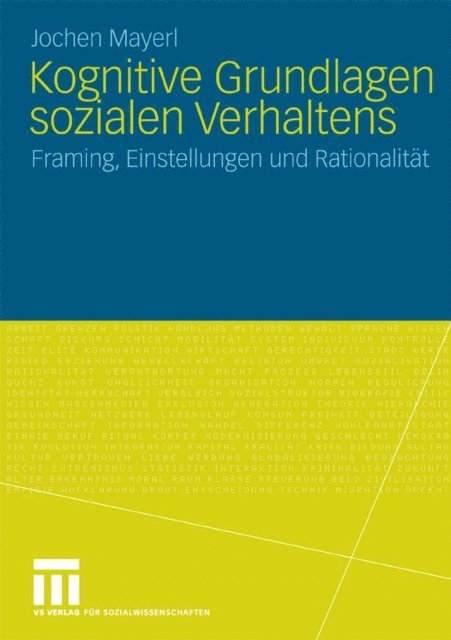 Jochen Mayerl - Kognitive Grundlagen sozialen Verhaltens, E-bok