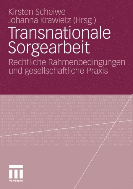 Johanna Krawietz, Kirsten Scheiwe - Transnationale Sorgearbeit, E-bok