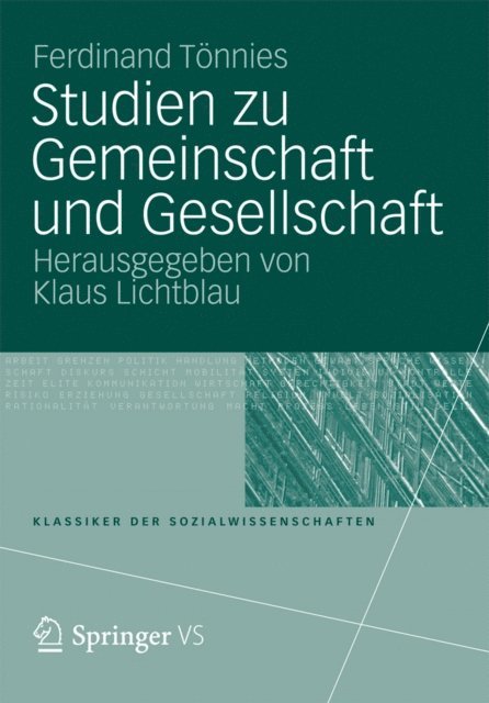 Ferdinand Tonnies, Klaus Lichtblau - Studien zu Gemeinschaft und Gesellschaft, E-bok