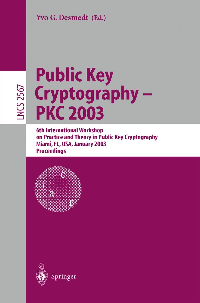 Yvo Desmedt - Public Key Cryptography - PKC 2003, Häftad