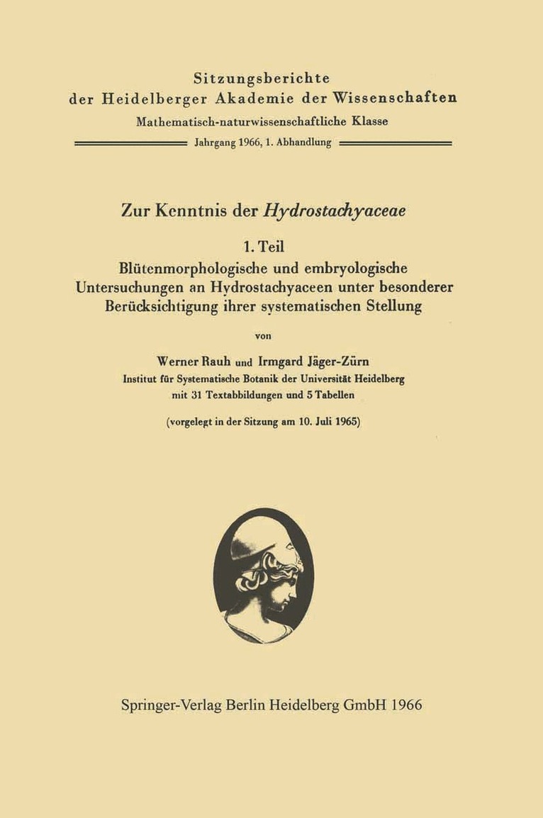 Werner Rauh, Irmgard Jäger-Zürn - Zur Kenntnis der Hydrostachyaceae, Häftad. Tillgänglighet: Lägg i varukorg