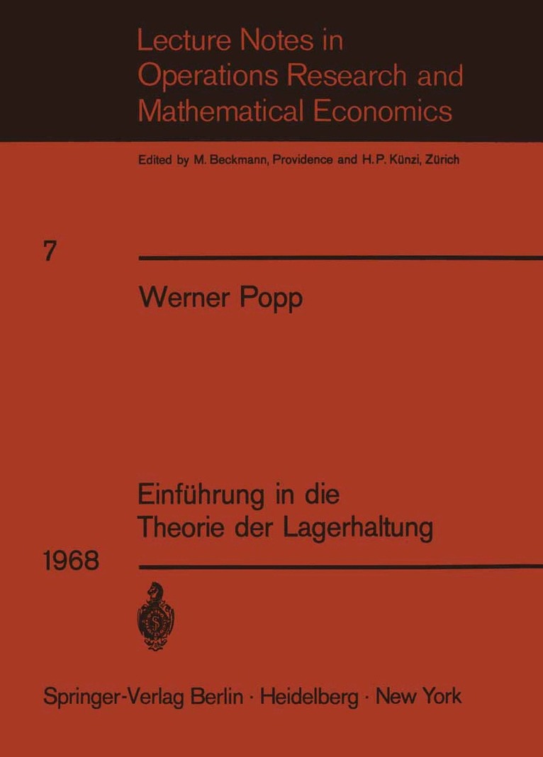 W. Popp - Einführung in die Theorie der Lagerhaltung, Häftad