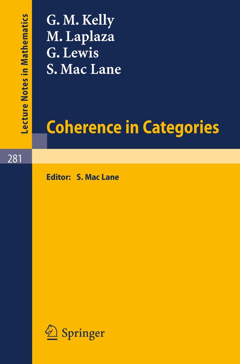 Saunders Mac Lane - Coherence in Categories, Häftad