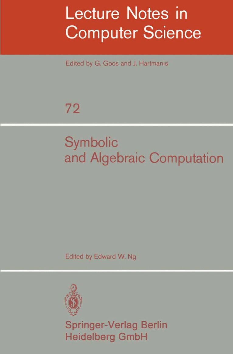 E.W. Ng - Symbolic and Algebraic Computation, Häftad