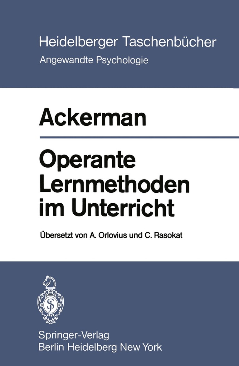 J. M. Ackerman - Operante Lernmethoden im Unterricht, Häftad