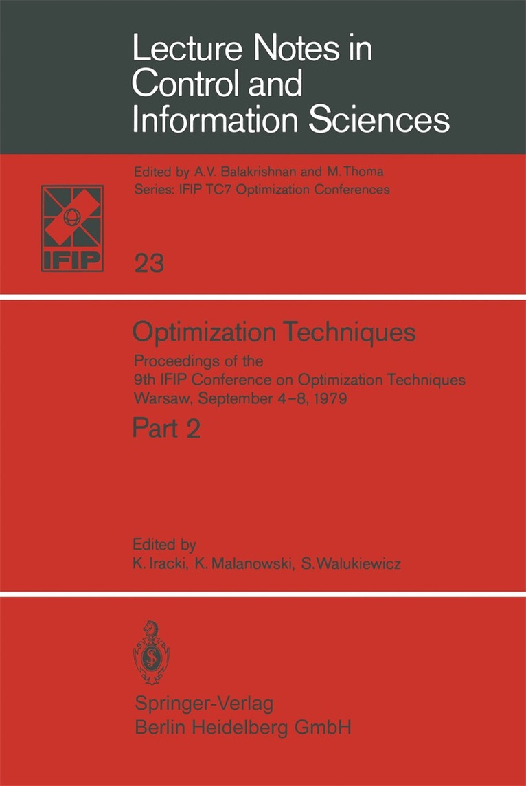 K. Iracki, K. Malanowski, S. Walukiewicz - Optimization Techniques, Häftad
