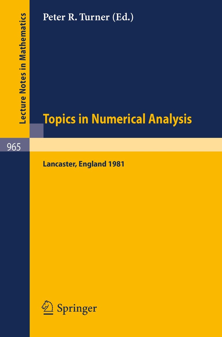 P.R. Turner - Topics in Numerical Analysis, Häftad