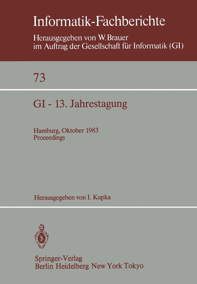 I. Kupka - GI — 13. Jahrestagung, Häftad