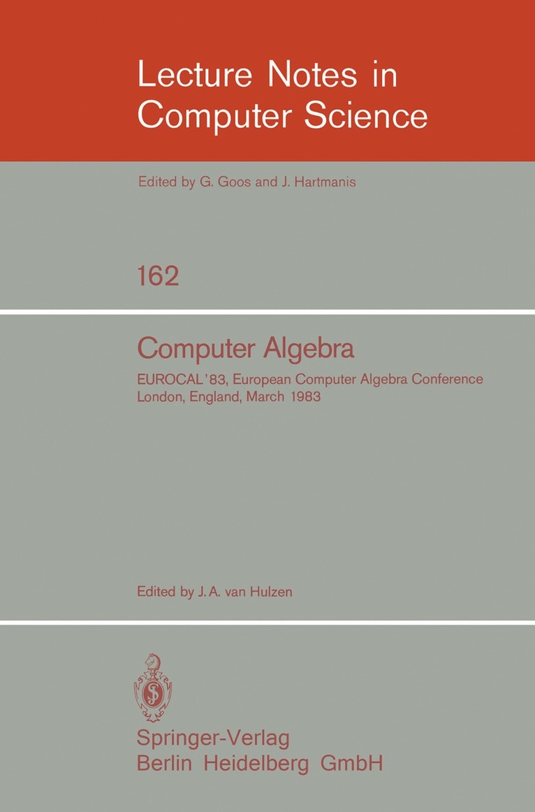 J. A. van Hulzen - Computer Algebra, Häftad