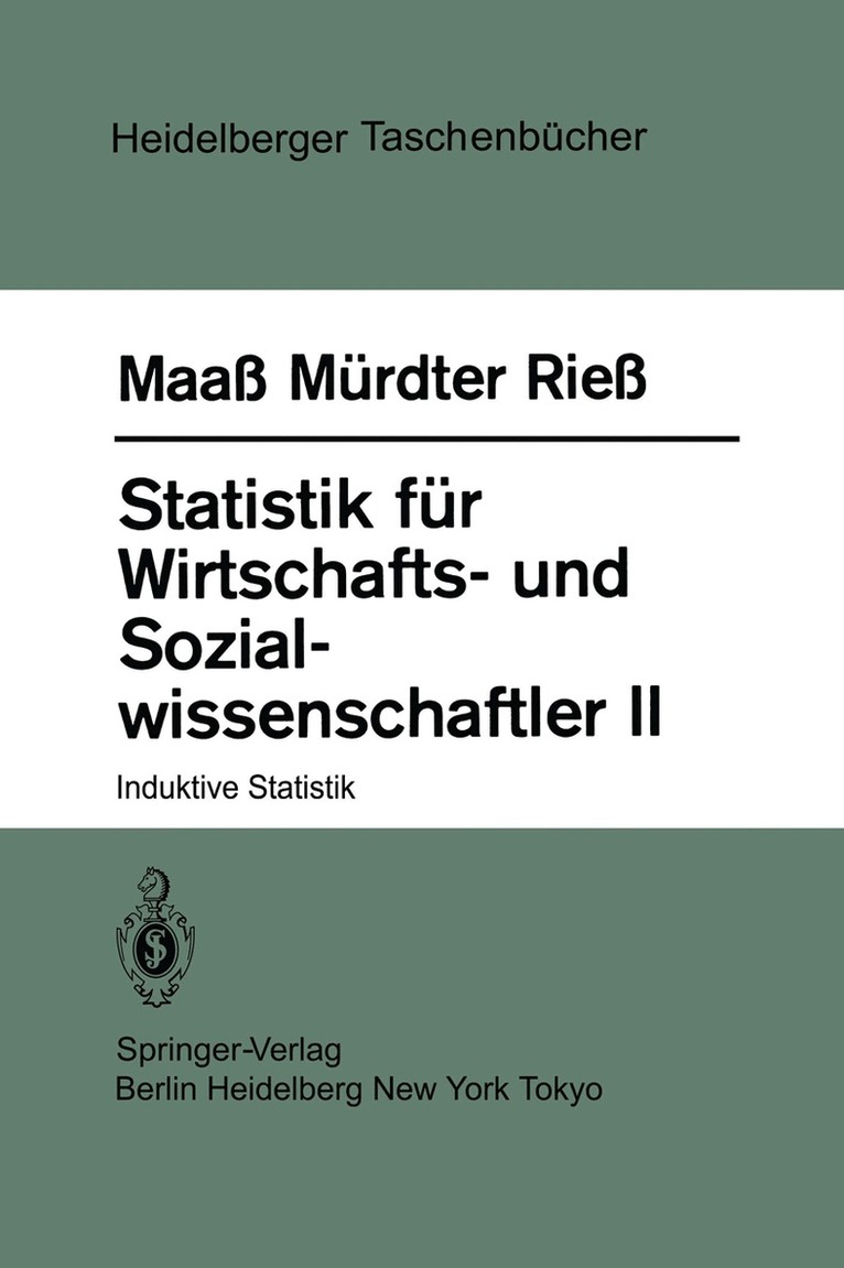 S. Maass, H. Mürdter, H. Riess - Statistik für Wirtschafts- und Sozialwissenschaftler II, Häftad