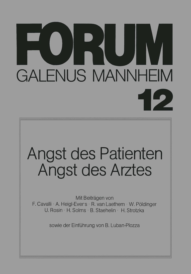 B. Luban-Plozza - Angst des Patienten Angst des Arztes, Häftad