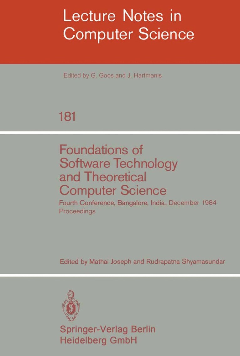 M. Joseph, R. Shyamasundar - Foundations of Software Technology and Theoretical Computer Science, Häftad
