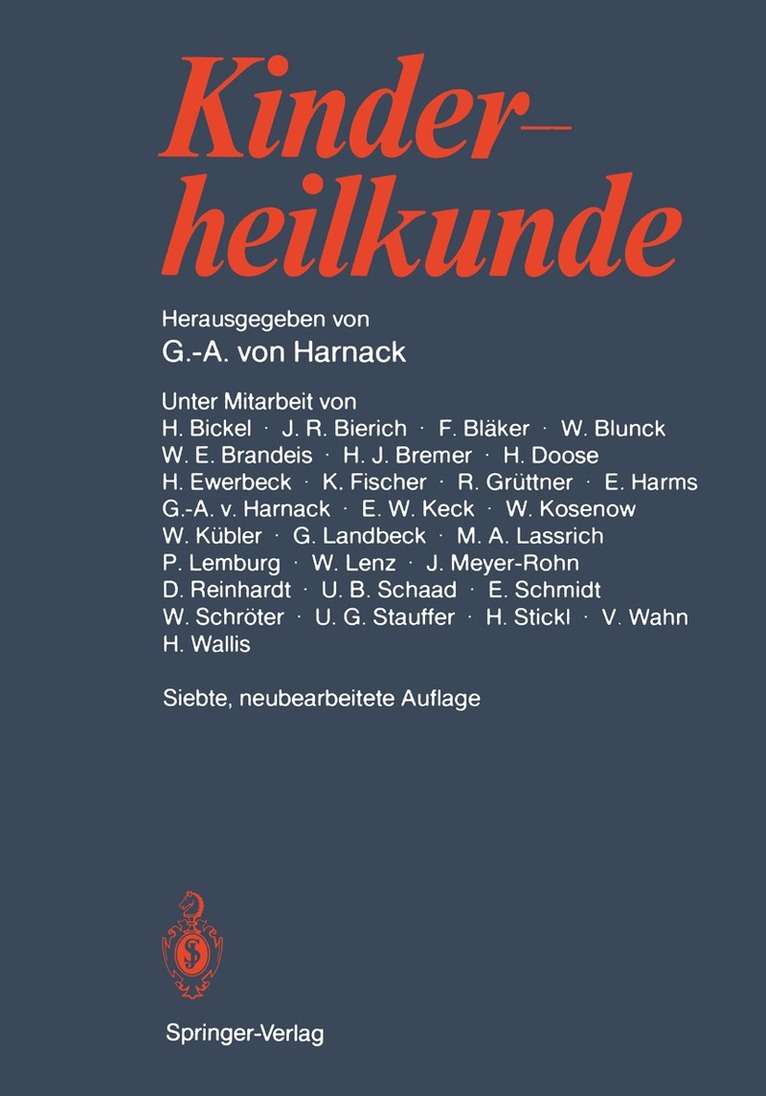 J. Springer, Gustav-Adolf v. Harnack - Kinderheilkunde, Häftad