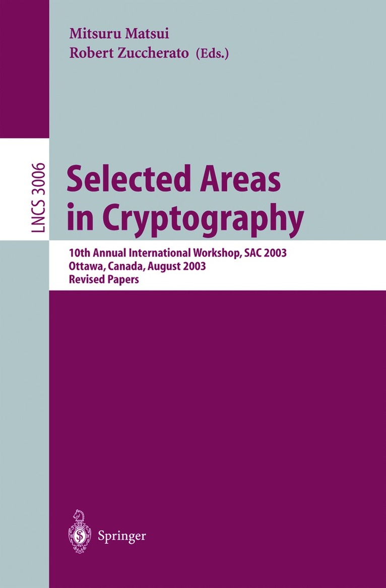 Mitsuru Matsui, Robert Zuccherato - Selected Areas in Cryptography, Häftad