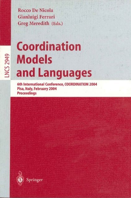 Greg Meredith, Gianluigi Ferrari, Rocco De Nicola - Coordination Models and Languages, E-bok
