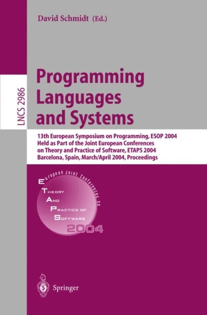 David Schmidt - Programming Languages and Systems, E-bok