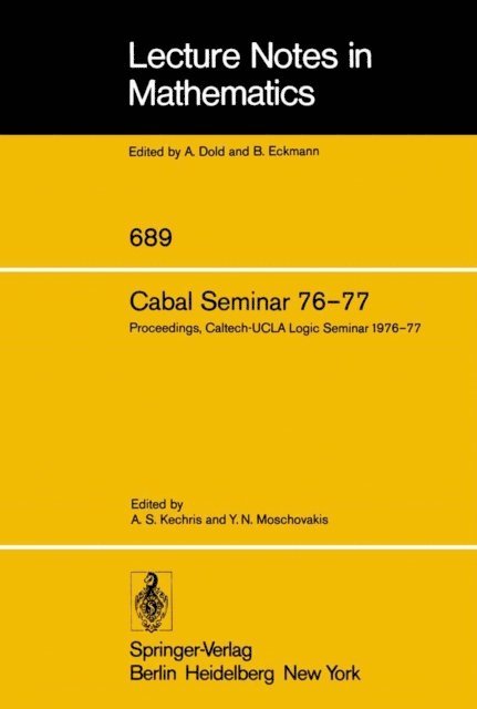 Y. N. Moschovakis, A. S. Kechris - Cabal Seminar 76-77, E-bok