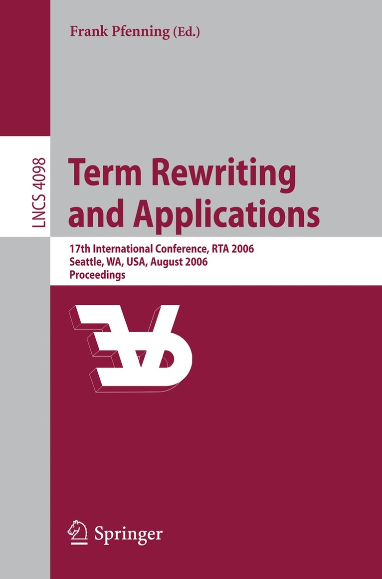 Frank Pfenning - Term Rewriting and Applications, Häftad