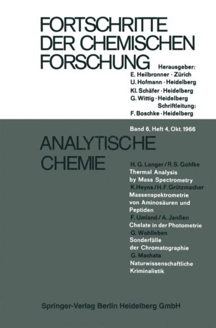 G. Machata, G. Wohlleben, A. Janen, F. Umland, H. F. Grutzmacher, K. Heyns, R. S. Gohlke, H. G. Langer - Analytische Chemie, E-bok