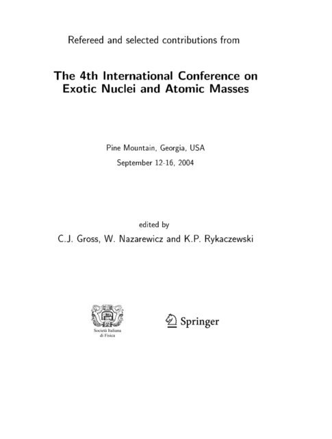 Krzysztof P. Rykaczewski, Witold Nazarewicz, Carl J. Gross - 4th International Conference on Exotic Nuclei and Atomic Masses, E-bok