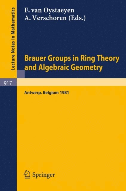 A. Verschoren, F. van Oystaeyen - Brauer Groups in Ring Theory and Algebraic Geometry, E-bok
