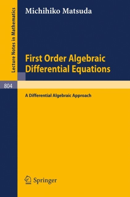 M. Matsuda - First Order Algebraic Differential Equations, E-bok
