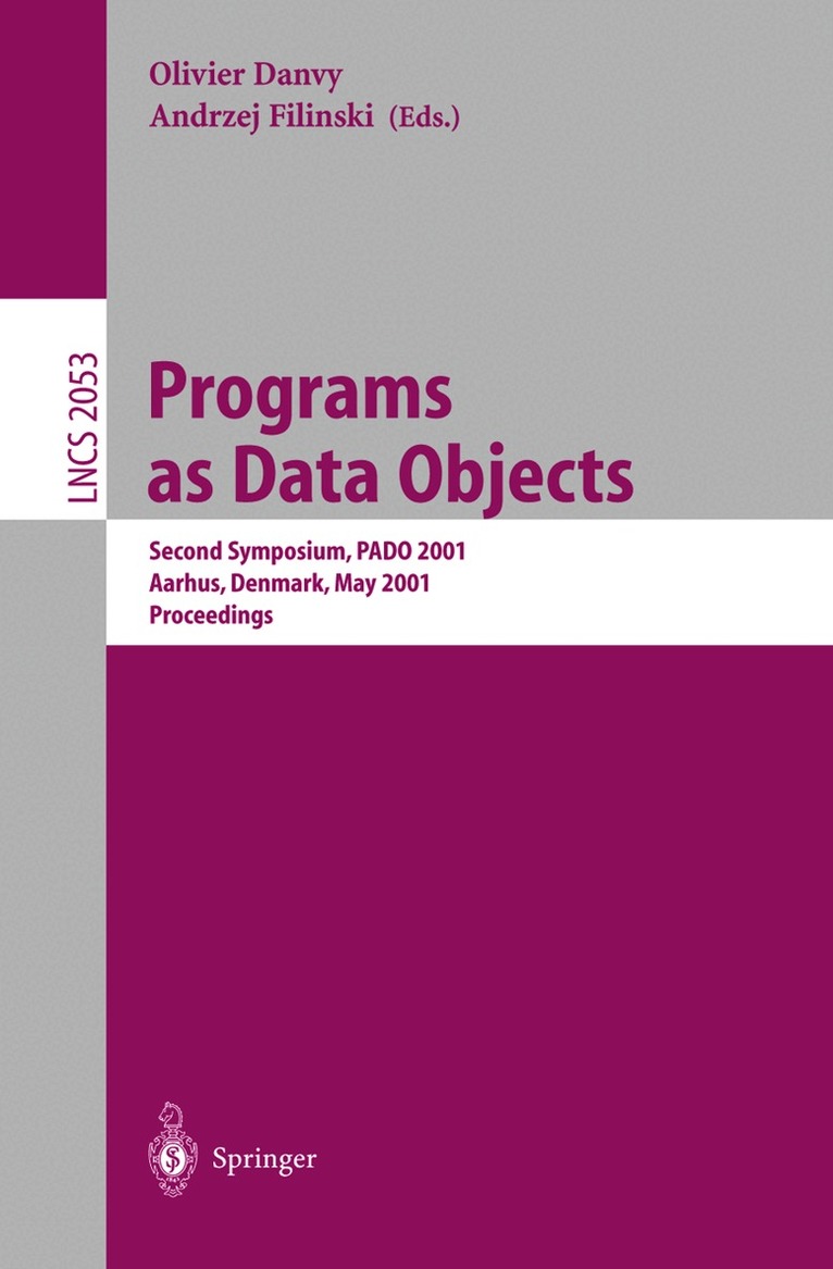 Olivier Danvy, Andrzej Filinski - Programs as Data Objects, Häftad