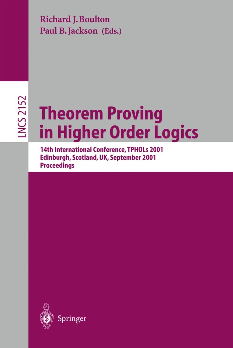 Richard J. Boulton, Paul B. Jackson - Theorem Proving in Higher Order Logics, Häftad
