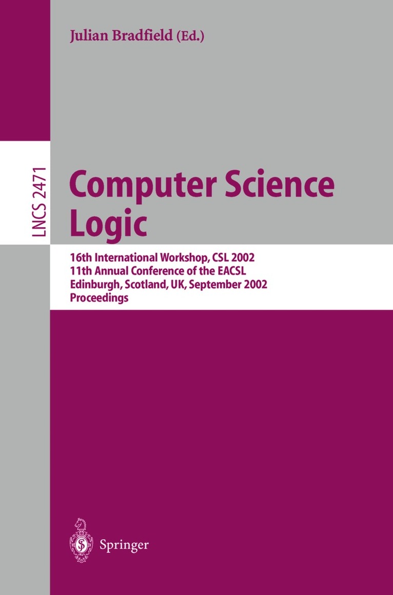 Julian Bradfield - Computer Science Logic, Häftad