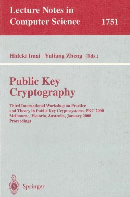 Yuliang Zheng, Hideki Imai - Public Key Cryptography, E-bok