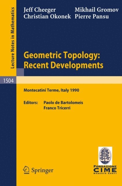 Pierre Pansu, Christian Okonek, Mikhail Gromov, Jeff Cheeger, Franco Tricerri, Paolo DeBartolomeis - Geometric Topology: Recent Developments, E-bok
