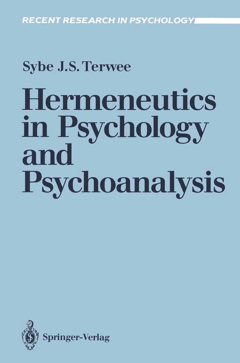 Sybe J.S. Terwee - Hermeneutics in Psychology and Psychoanalysis, Häftad
