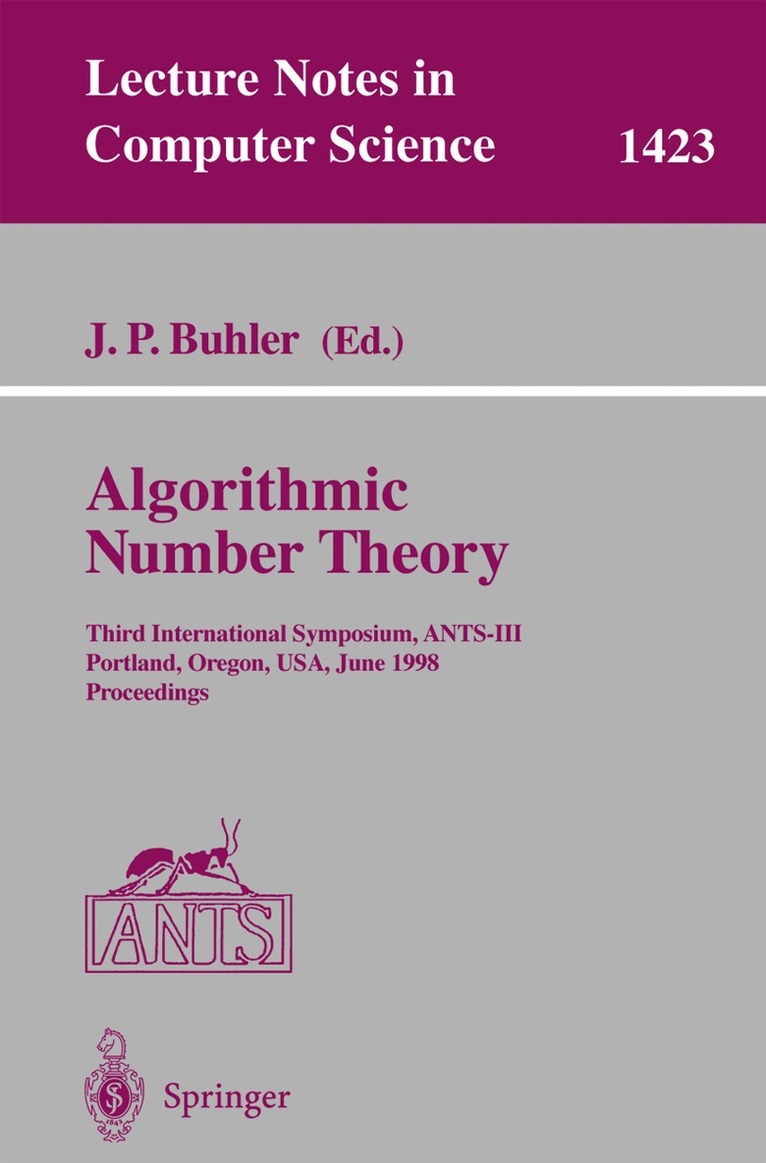 Joe P. Buhler - Algorithmic Number Theory, Häftad