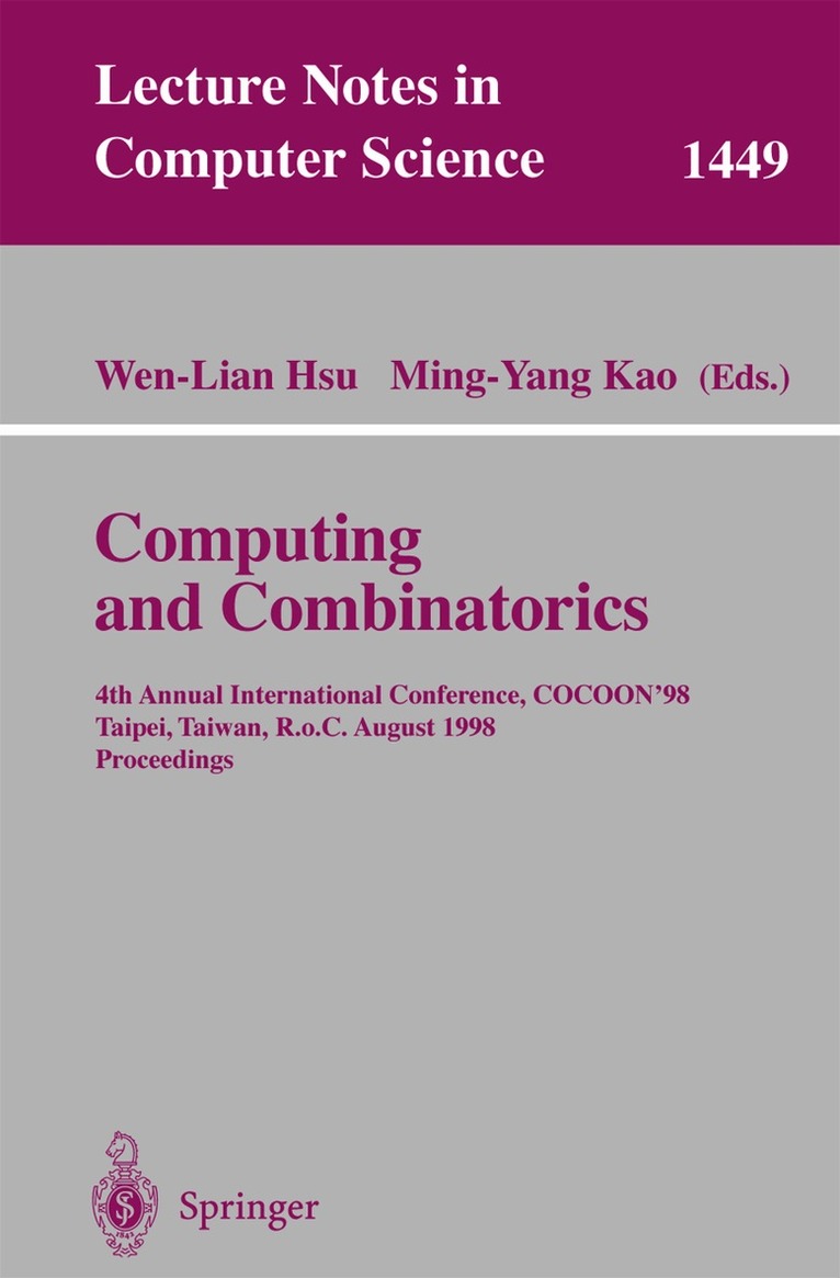 Wen-Lian Hsu, Ming-Yang Kao, Wen-Lian Hsu, Ming-Yang Kao - Computing and Combinatorics, Häftad