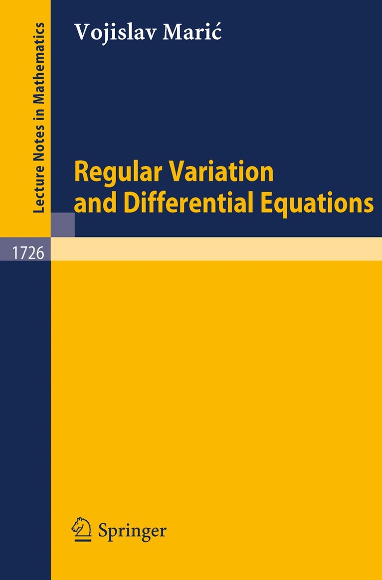 Vojislav Maric - Regular Variation and Differential Equations, Häftad