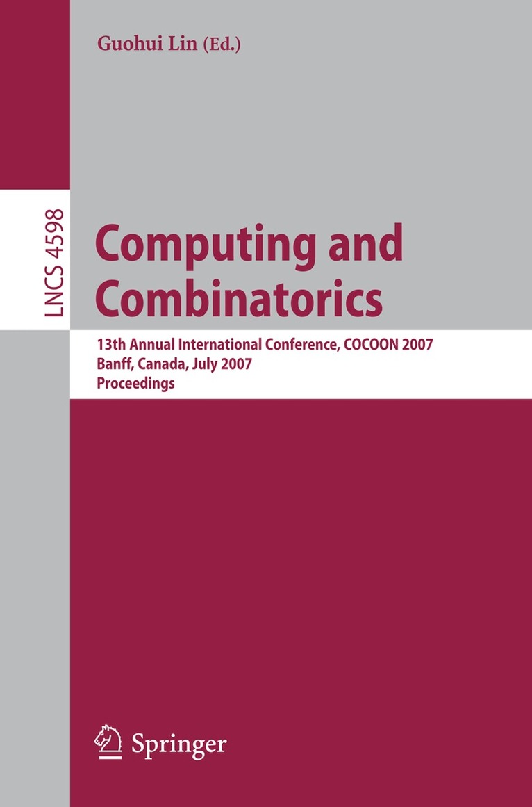 Guohui Lin - Computing and Combinatorics, Häftad